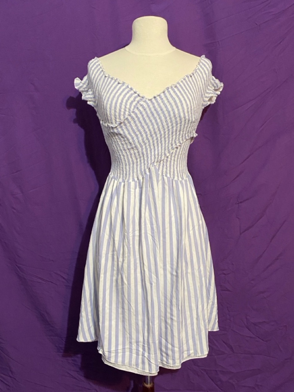 Beachsissi Striped Blue and White Smocked Sundress. Size M.